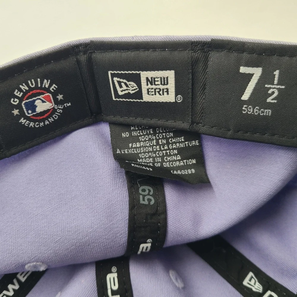 New York Yankees Hat Fitted 7 1/2 New Era 59Twenty Purple Faded MLB Baseball Men